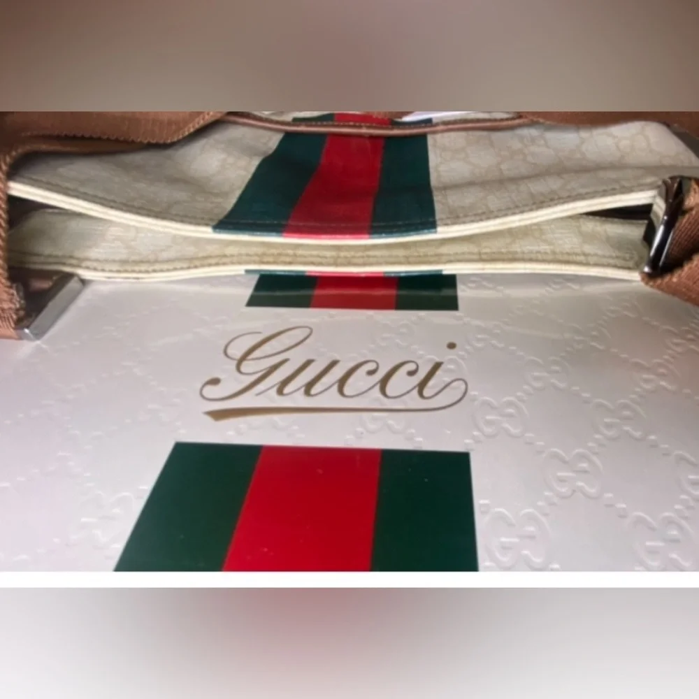 GUCCI ❤️❤️ SHERRY/WEB LINE CROSSBODY RARE - Picture 7 of 15